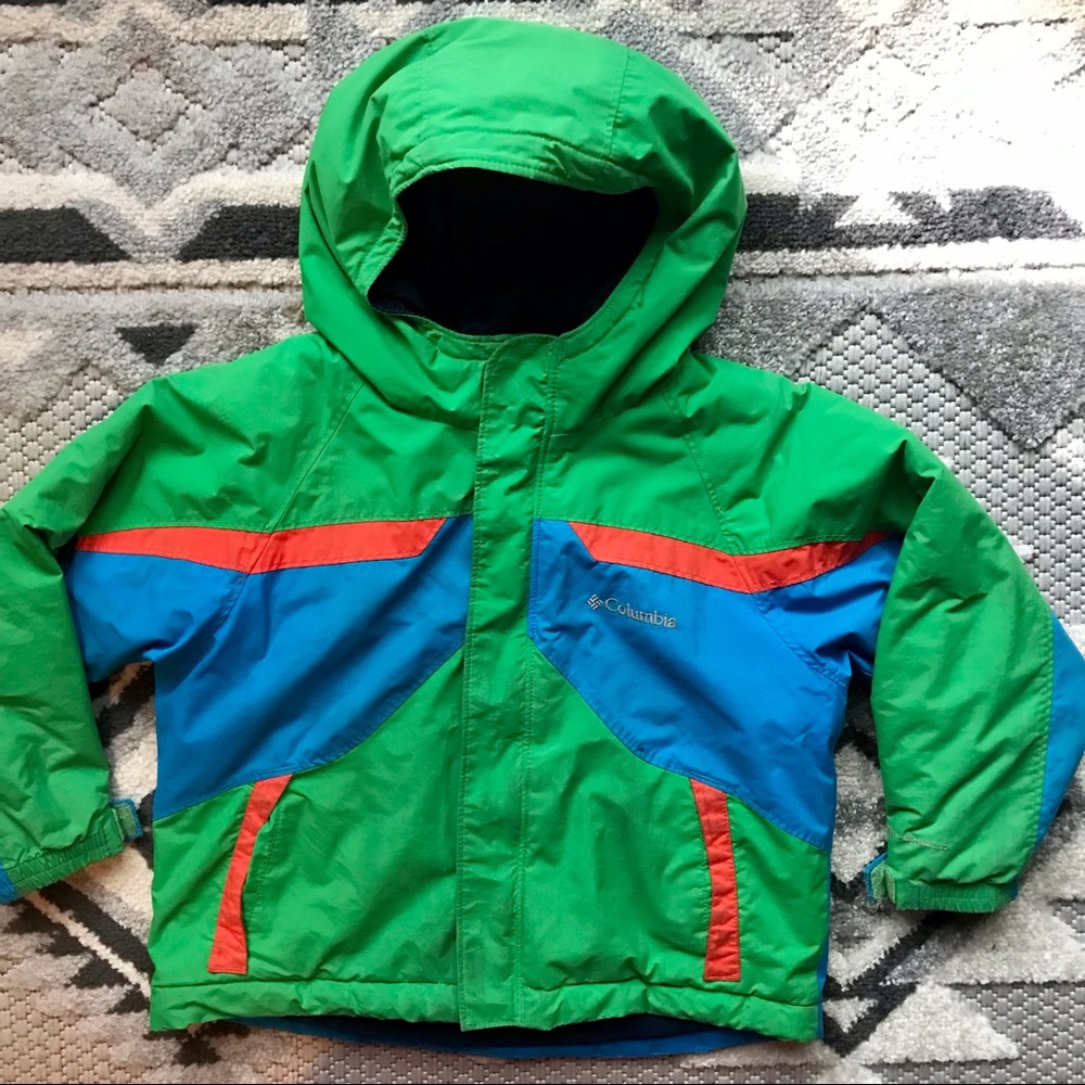 Columbia Kids Snow Powder Jacket Toddler 3T Green Colorblock